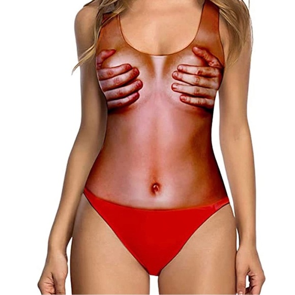 Swim Hands On Boobs Funny One Piece Swimsuit Poshmark